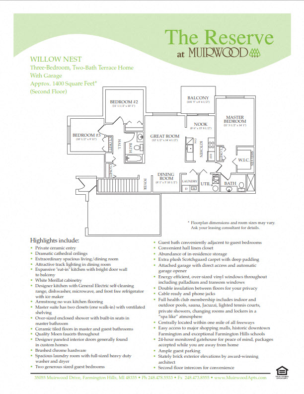 The Willow Nest - includes a 1 car attached garage floor plan